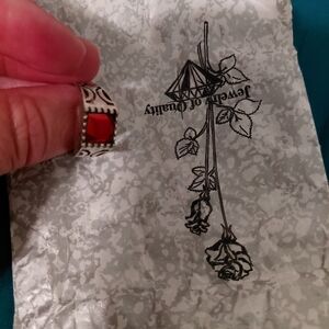 Red Stone Silver Ring